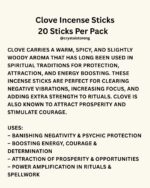 Clove Incense Sticks 20 Sticks Per Pack Protective. Energizing. Spiritually Fortifying. - Image 2