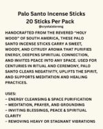 Palo Santo Incense Sticks Energy Cleansing & Space Purification 20 Sticks Per Pack - Image 2