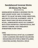 Sandalwood Incense Sticks Spiritual Alignment Aura Cleansing Deep Meditation 20 Sticks Per Pack - Image 2
