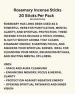 Rosemary Incense Sticks Space & Aura Cleansing Focus & Mental Clarity 20 Sticks Per Pack - Image 2