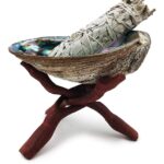 Abalone Shell And Wooden Stand Set Sage Not Included