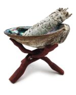 Abalone Shell And Wooden Stand Set Sage Not Included