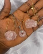 Rose Quartz Crystal Necklace 1pc