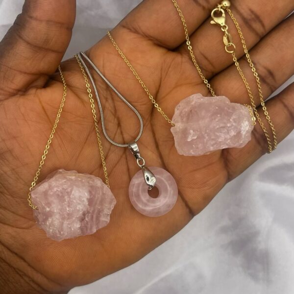 Rose Quartz Crystal Necklace 1pc