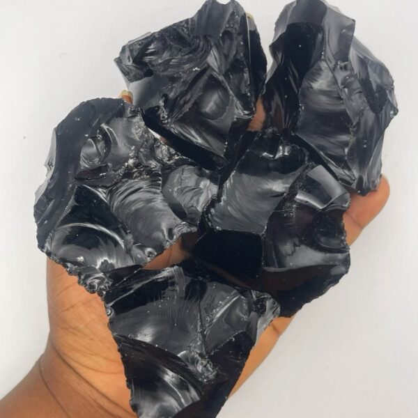 Chunky Raw Black Obsidian Stone 1pc