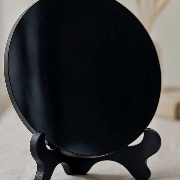 Authentic Black Obsidian Scrying Mirror with Stand