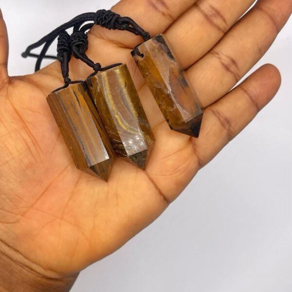 Tiger's Eye Crystal Point Necklace Tiger Eye Neckpiece 1pc
