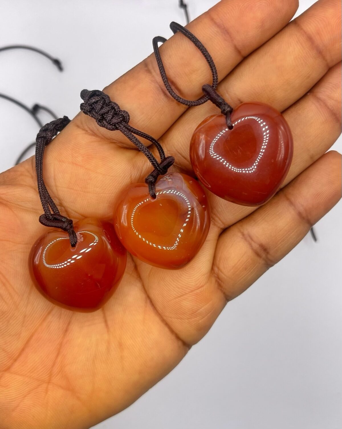 Carnelian Crystal Heart Necklace 1pc - Image 1