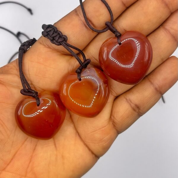 Carnelian Crystal Heart Necklace 1pc