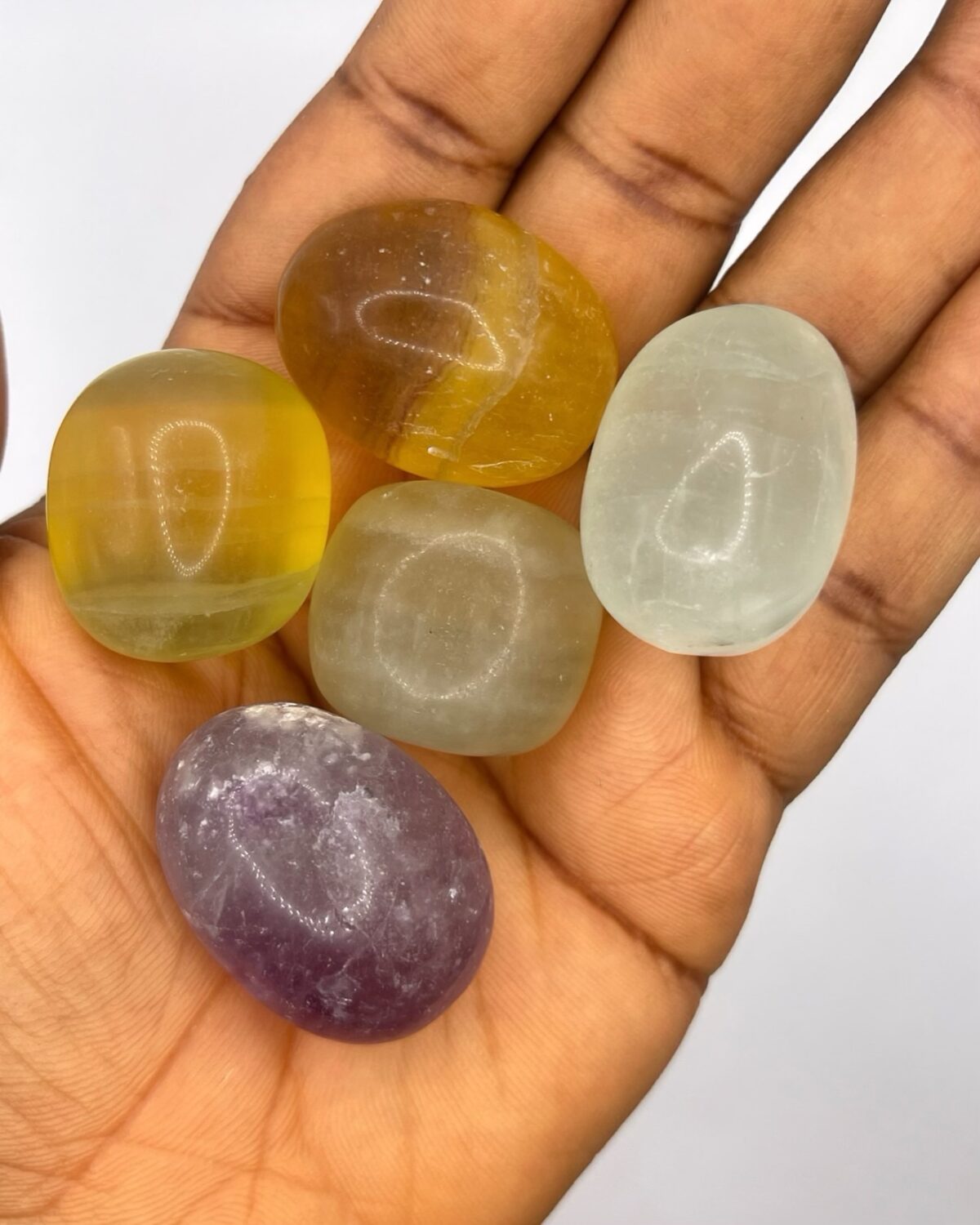 Multicolour Rainbow Fluorite Tumble Stone 1pc - Image 1