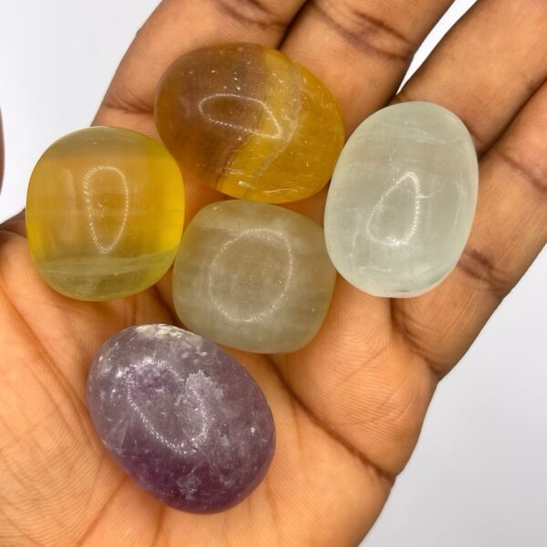 Multicolour Rainbow Fluorite Tumble Stone 1pc