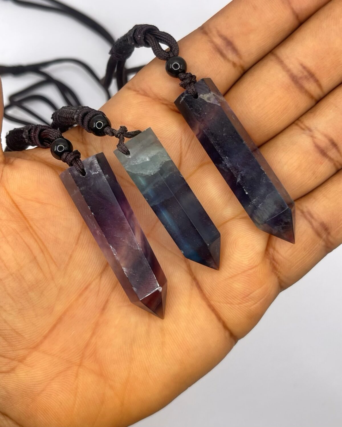Rainbow Fluorite Crystal Necklace 1pc - Image 1