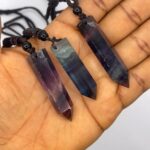Rainbow Fluorite Crystal Necklace 1pc