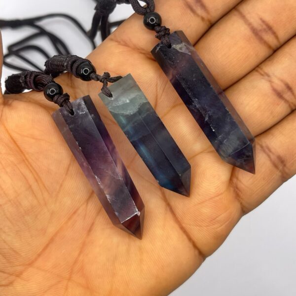 Rainbow Fluorite Crystal Necklace 1pc