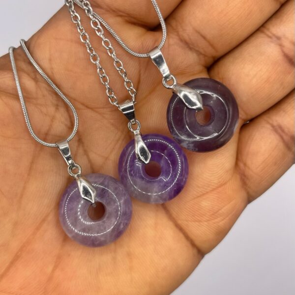 Amethyst Crystal Necklace Silver Plated Chain 1pc