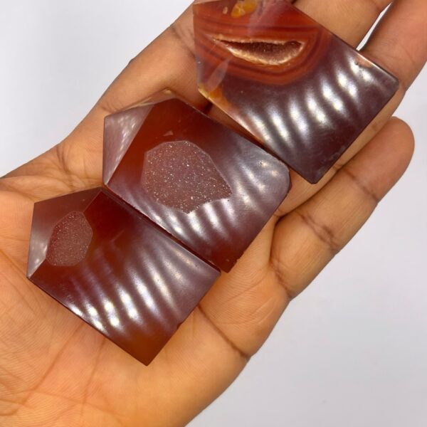 Red Agate Druzy Polished Point 1pc