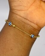 Stainless Steel Turkish Blue Eye Evil Eye Bracelet 22cm Long