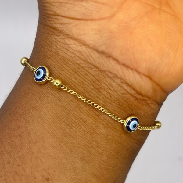 Stainless Steel Turkish Blue Eye Evil Eye Bracelet 22cm Long