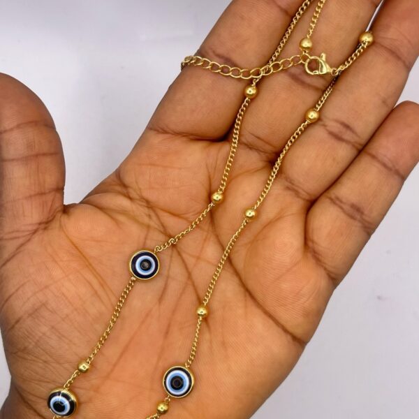 Stainless Steel Turkish Blue Eye Evil Eye Necklace / Anklet 26cm