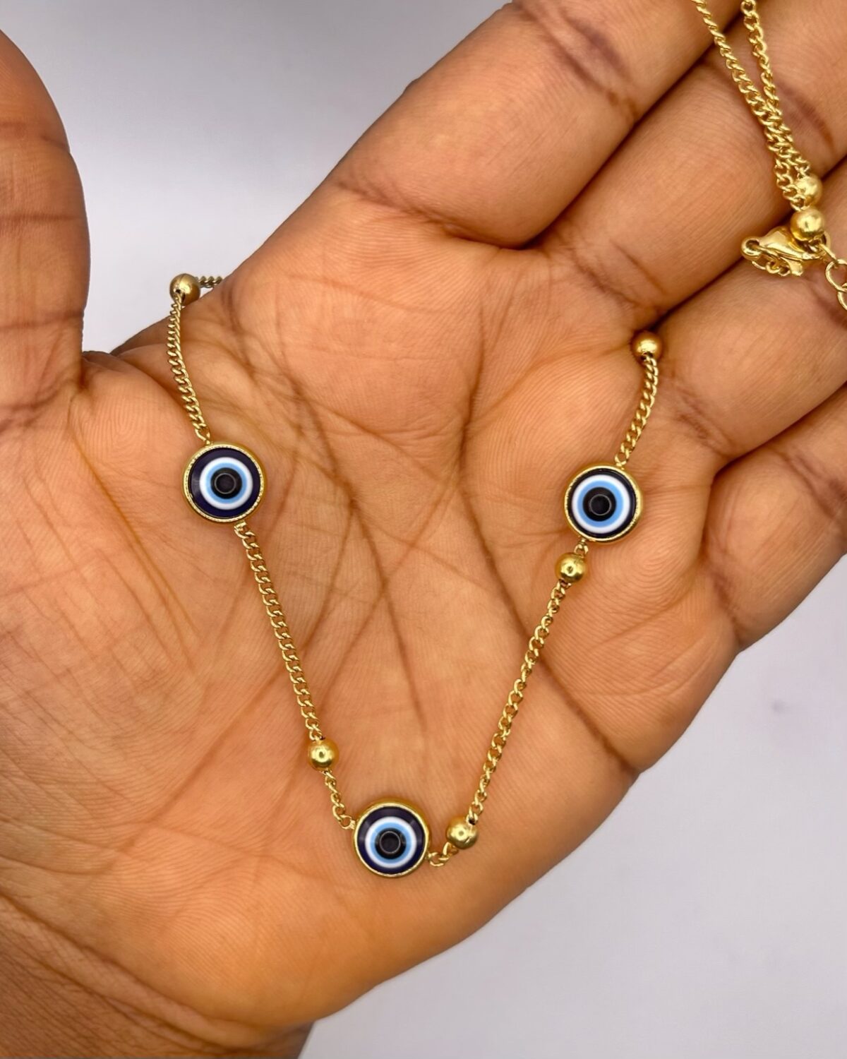 Stainless Steel Turkish Blue Eye Evil Eye Necklace / Anklet 26cm - Image 2