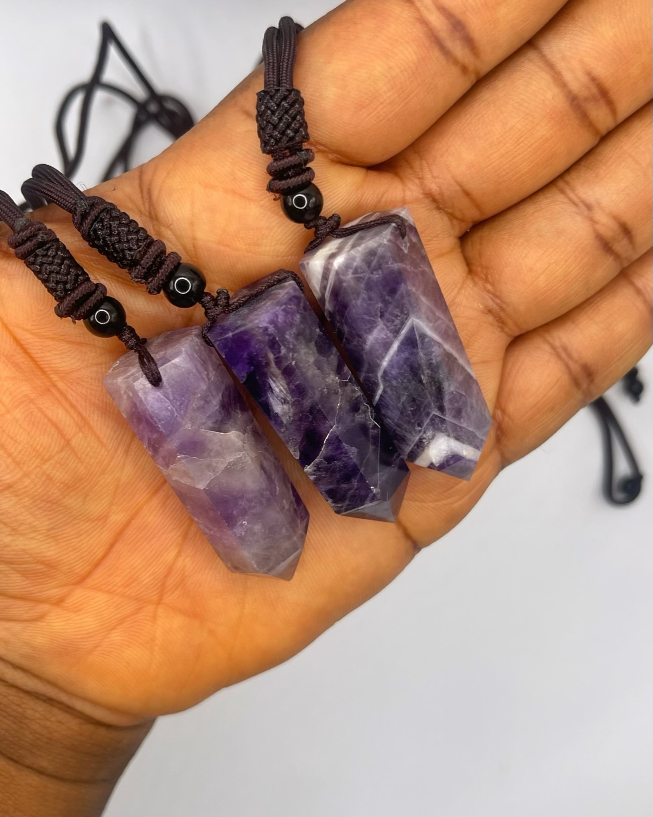 img_7618-compressed Chevron / Dream Amethyst Crystal Necklace 1pc - Image 1