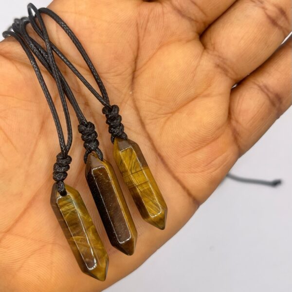 Tiger's Eye Crystal Point Necklace Tiger Eye Neckpiece 1pc