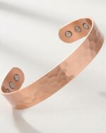 99.99% Pure Copper Hand-Hammered Cuff Bracelet with 3 Magnets on Each End - Image 2