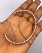 99.99% Pure Antique Finish Pre-Patinated Copper Hand-Hammered Cuff Bracelet with 3 Magnets on Each End - Image 2