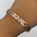 99.99% Pure Antique Finish Pre-Patinated Copper Hand-Hammered Cuff Bracelet with 3 Magnets on Each End