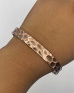 99.99% Pure Antique Finish Pre-Patinated Copper Hand-Hammered Cuff Bracelet with 3 Magnets on Each End