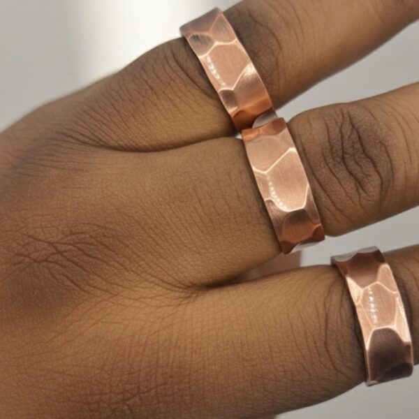 99.99% Pure Copper Hand-Hammered Cuff Ring with 1 Magnets on Each End