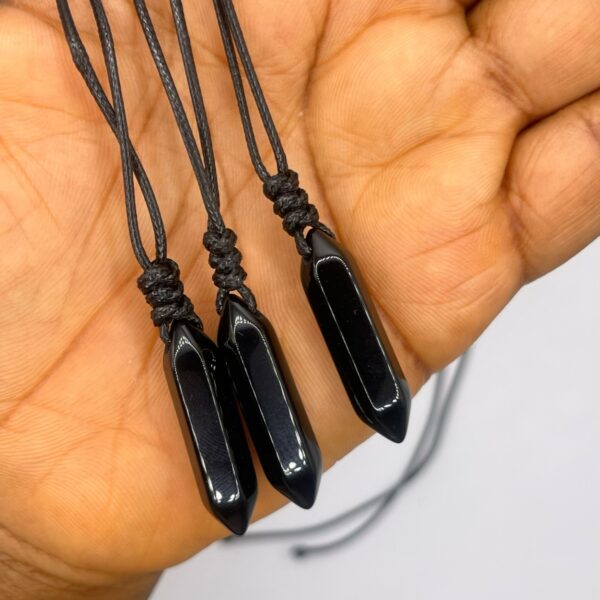 Black Obsidian Crystal Necklace 1pc