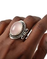 Antique Style Crystal Ring in Silver Finish Adjustable Band 1pc - Image 3
