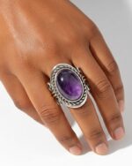 Antique Style Crystal Ring in Silver Finish Adjustable Band 1pc - Image 7