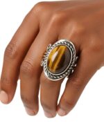 Antique Style Crystal Ring in Silver Finish Adjustable Band 1pc - Image 8