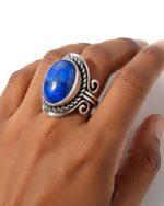Antique Style Crystal Ring in Silver Finish Adjustable Band 1pc - Image 9