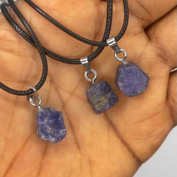 Raw Untreated Violet-Blue Sapphire Pendant 1pc