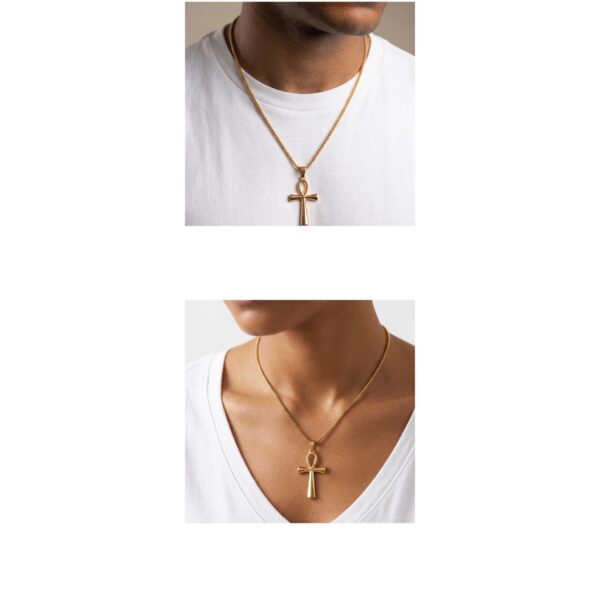 Ankh Necklace – Gold PVD & Stainless Steel Silver 1pc