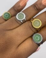 Green Aventurine Ring Stainless Steel Silver and Gold Finish 1pc - Image 2