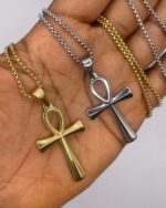 Ankh Necklace – Gold PVD & Stainless Steel Silver 1pc - Image 2