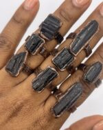 Black Tourmaline Ring Adjustable Size Unisex 1pc