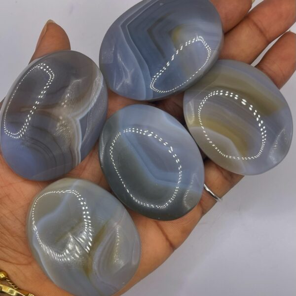 Grey Agate Palmstone 1pc